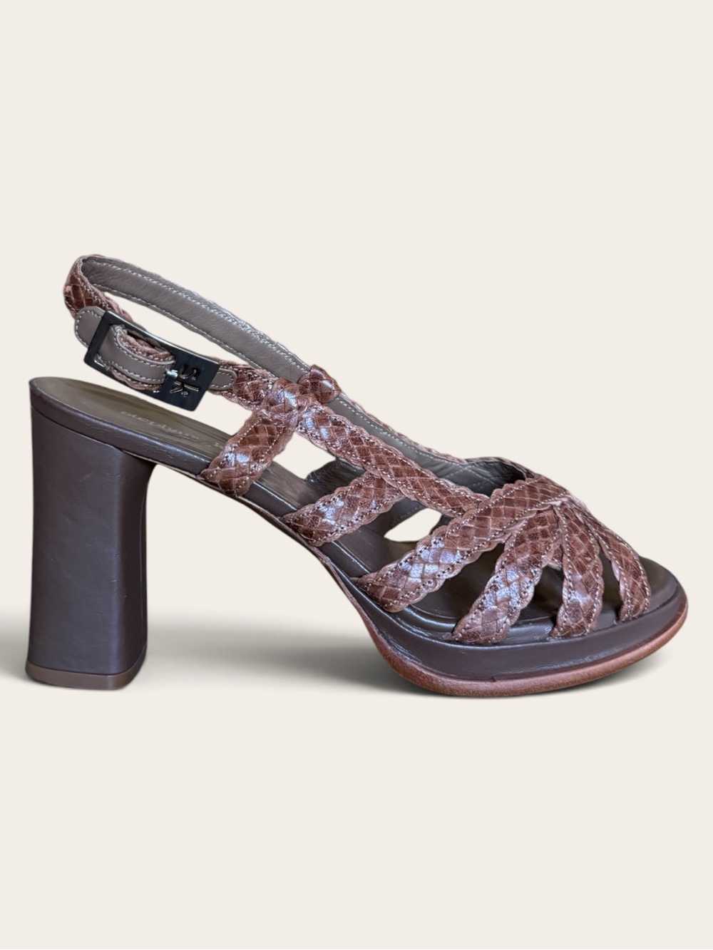 Stephane Kelian Brown Patterned Leather Strappy Sandals Size 39